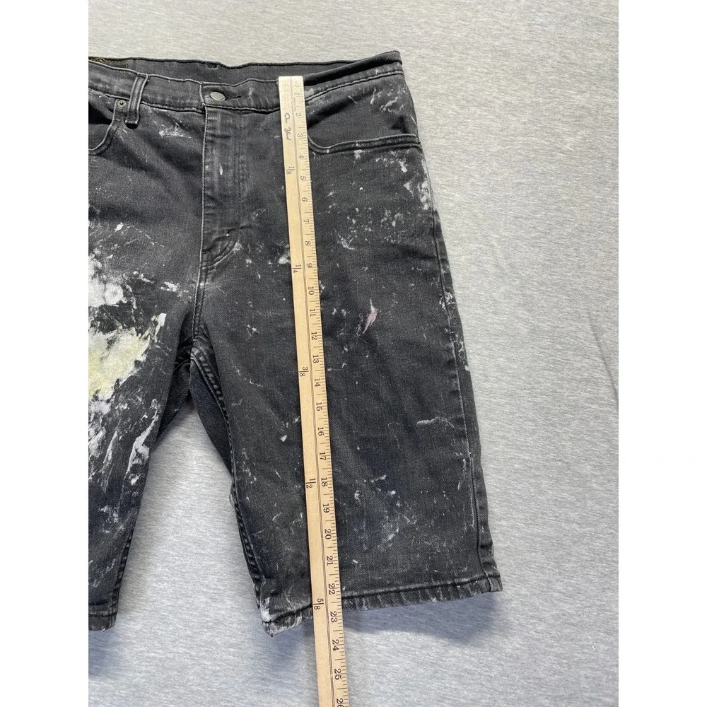 Levi's 509 Jean Shorts Mens 34W Dark Gray Denim Splatter Paint Cotton Everyday